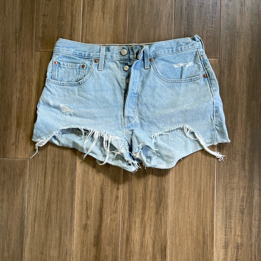 Levi's Light Blue Distressed Jean Shorts